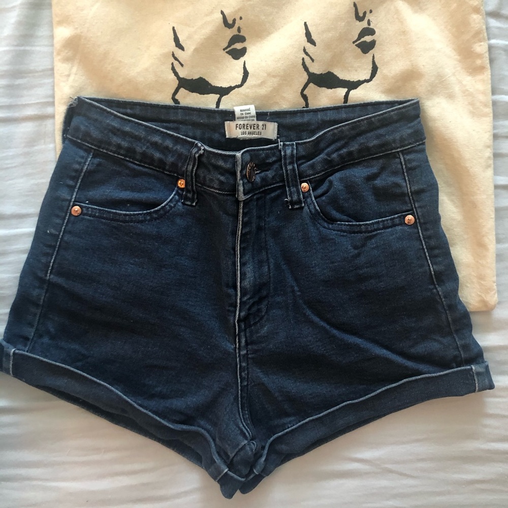 Blue High Waisted Denim Shorts